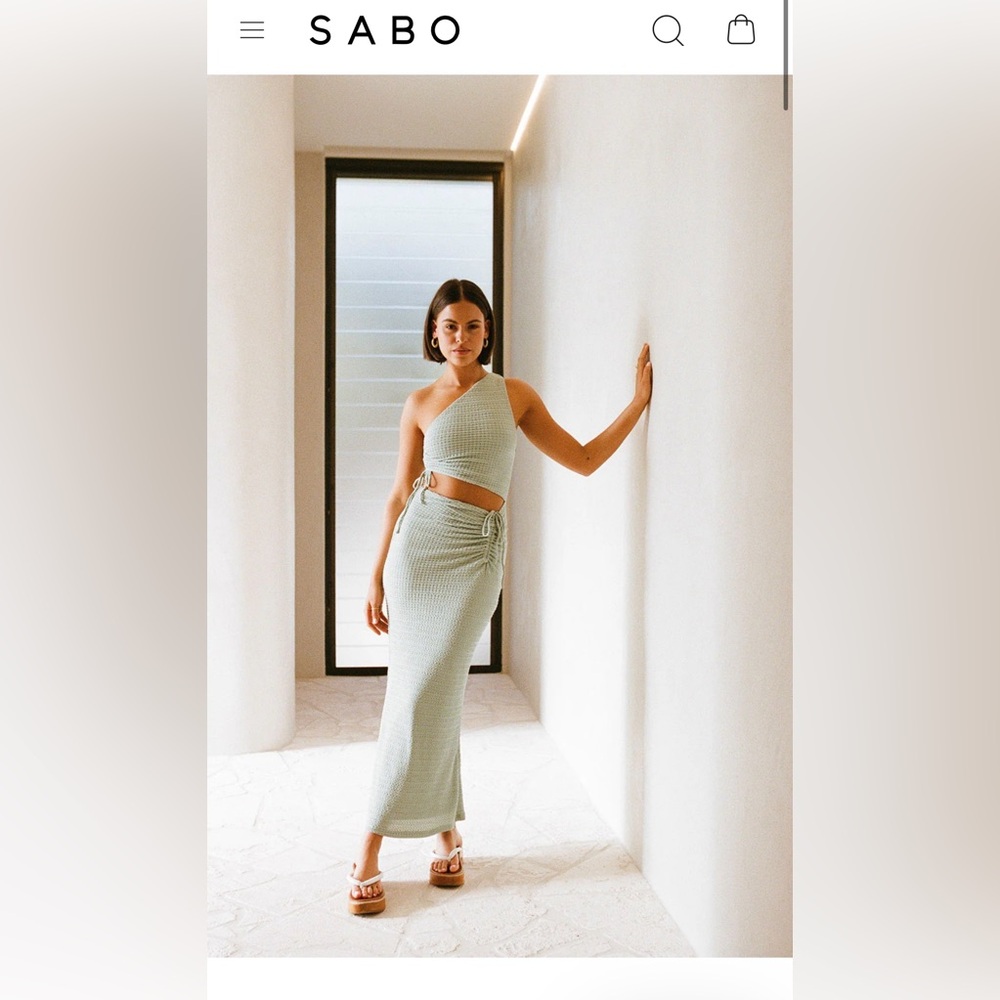 One-Shoulder Knit Maxi dress in Pale Sage